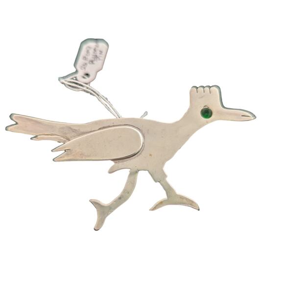 Sterling Silver Roadrunner Pin/Brooch 3" across1.5"deep Glued pin back OOAK - Picture 6 of 6